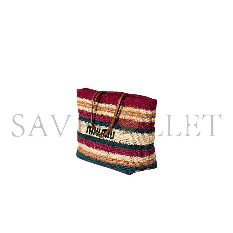 MIU MIU RAFFIA EFFECT WOVEN TOTE BAG 5BG228 (40*34*16cm) MIU MIU RAFFIA EFFECT WOVEN TOTE BAG 5BG228 (40*34*16cm)